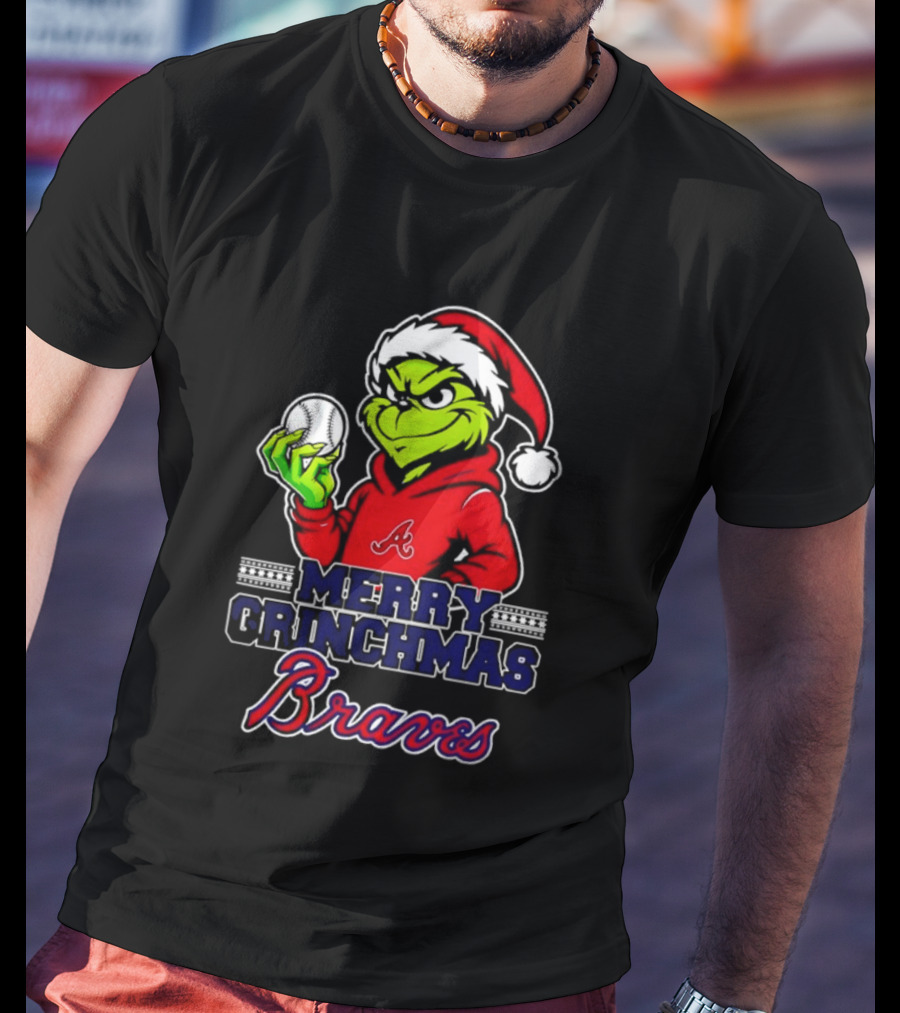 Atlanta Braves Grinch Santa Merry Grinchmas 2025 T-Shirt