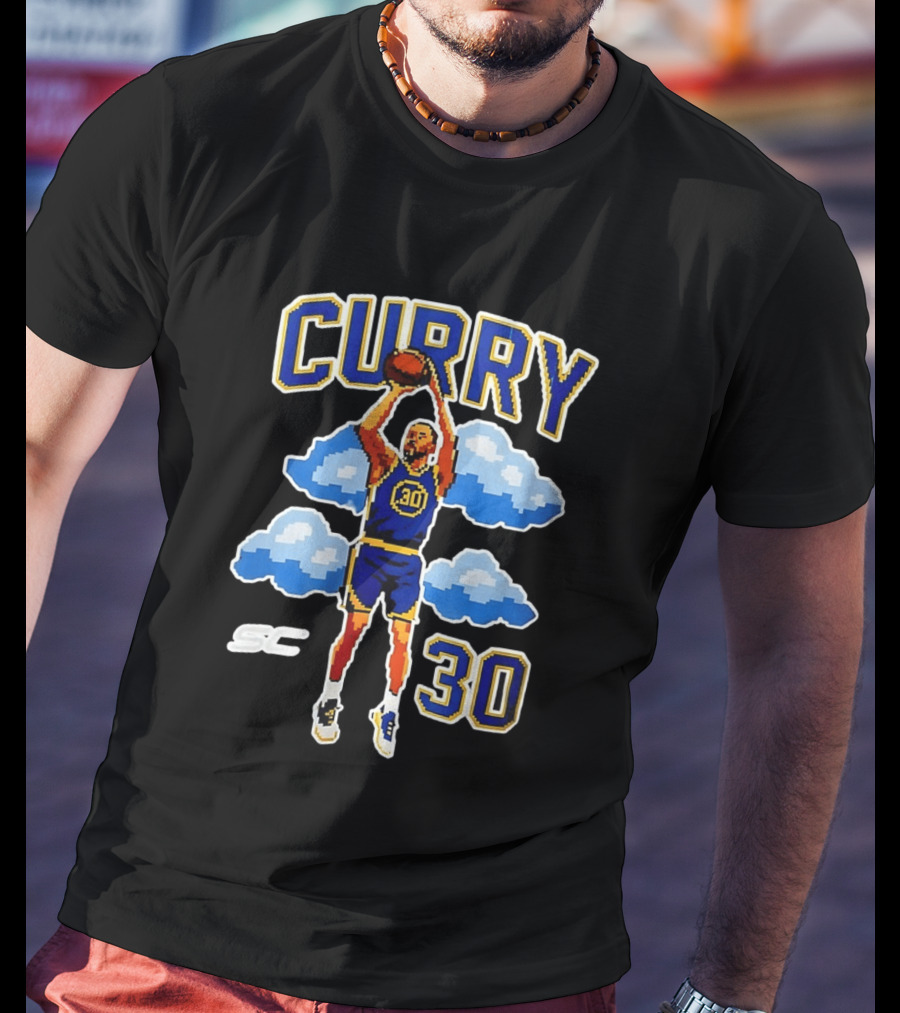 Stephen Curry Golden State Warriors 8 Bit Cloud Basketball 30 T-Shirt