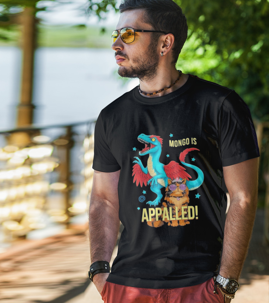 Mongo Is Appalled Princess Cat Riding Dinosaur With Stars T-Shirt