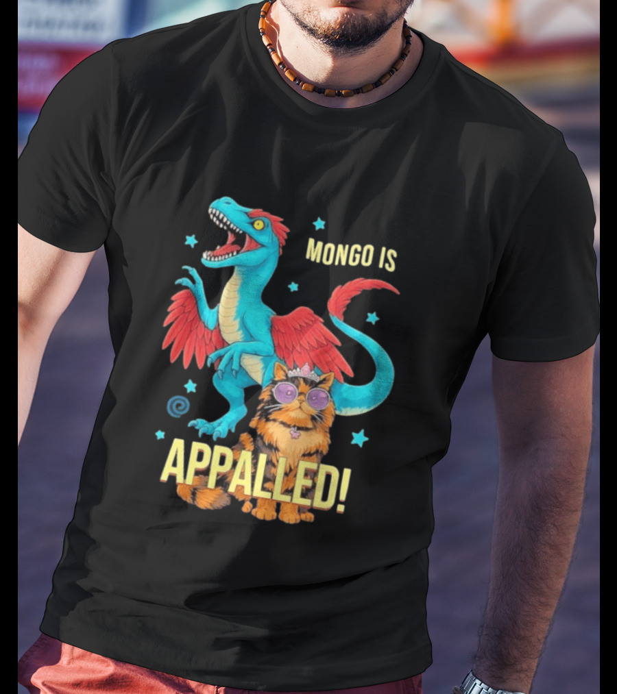 Mongo Is Appalled Princess Cat Riding Dinosaur With Stars T-Shirt