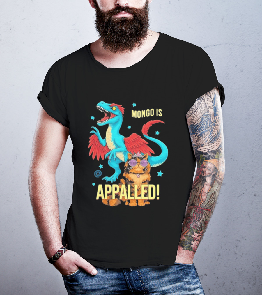 Mongo Is Appalled Princess Cat Riding Dinosaur With Stars T-Shirt