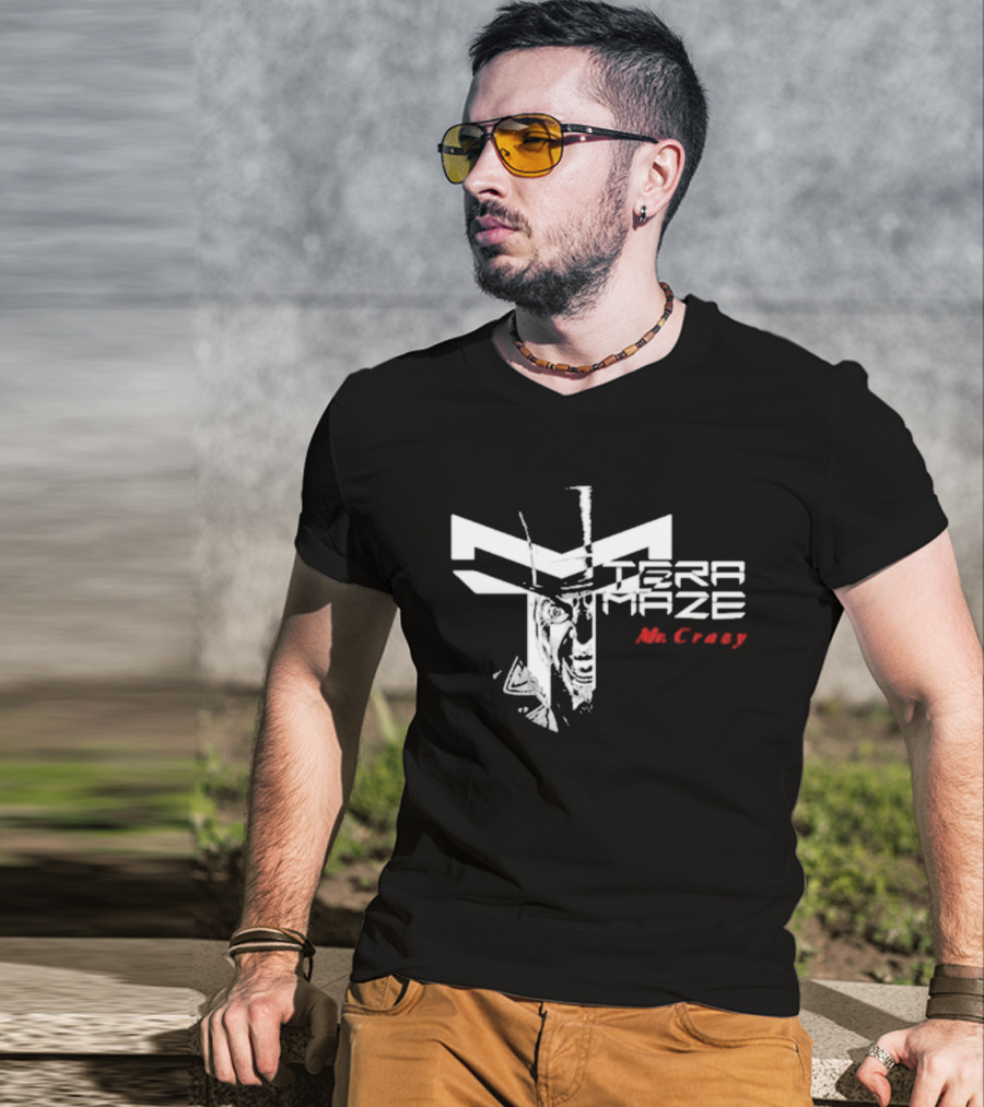 Tera Maze Mr. Crazy White Abstract T-Shirt