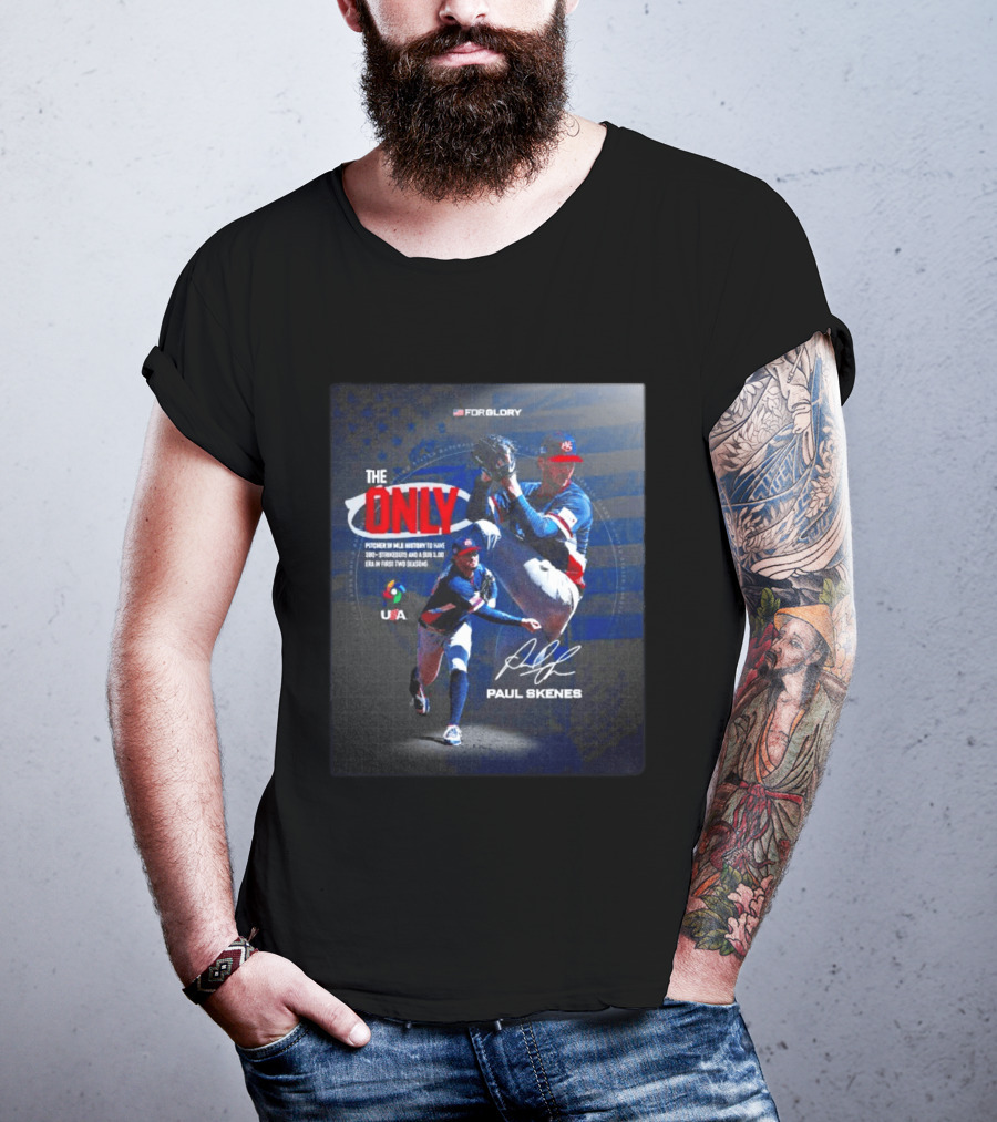 FORGLORY USA Baseball Paul Skenes The Only Pitcher In MLB History 380 Strikeouts And Sub 3.00 ERA T-Shirt