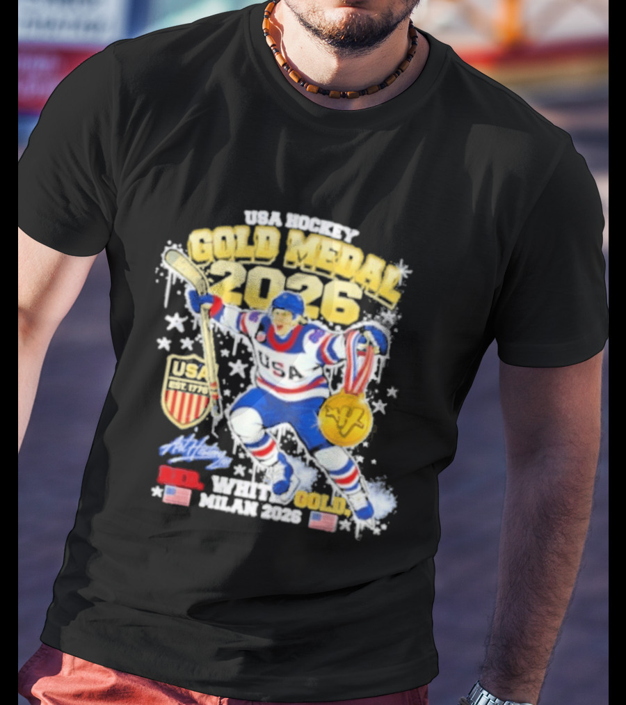 USA Hockey Gold Medal 2026 White Gold Milan 2026 USA T-Shirt