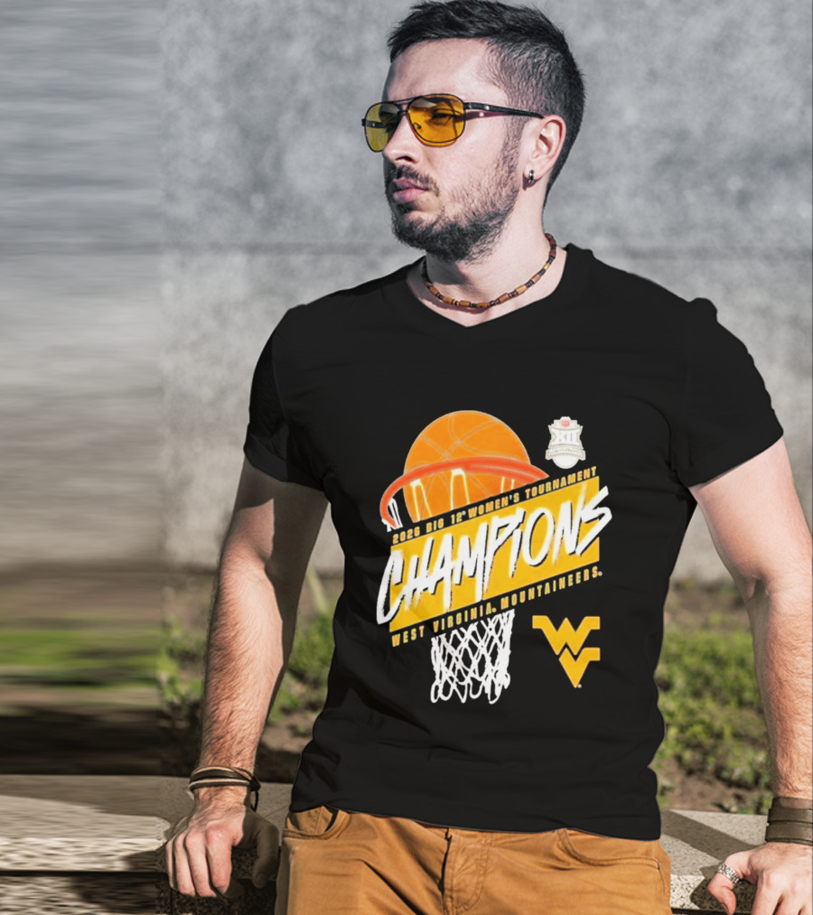 2026 Big 12 Women's Tournament Champions West Virginia Mountaineers Basketball T-Shirt