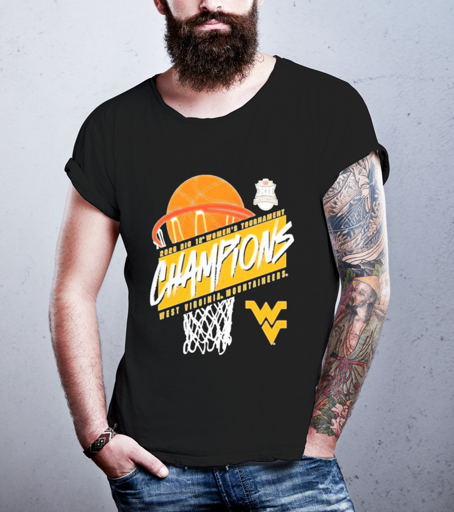 2026 Big 12 Women's Tournament Champions West Virginia Mountaineers Basketball T-Shirt
