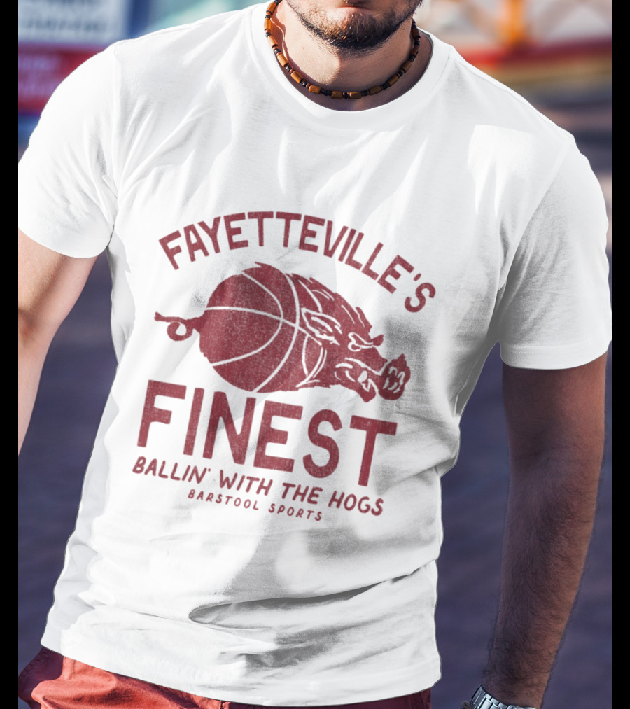 Fayetteville's Finest Ballin With The Hogs Barstool Sports Basketball Hog T-Shirt