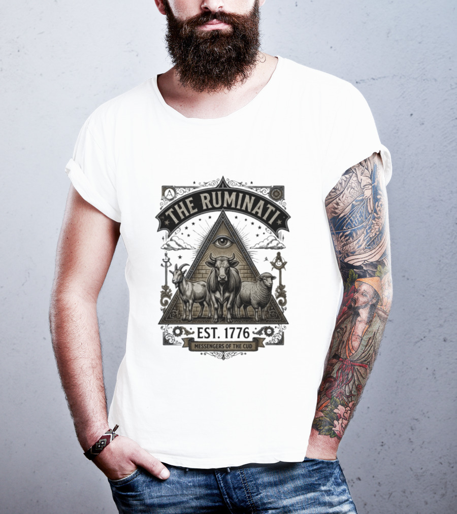 The Ruminati Est 1776 Messengers Of The Cud Eye Triangle Cow Sheep Goat T-Shirt