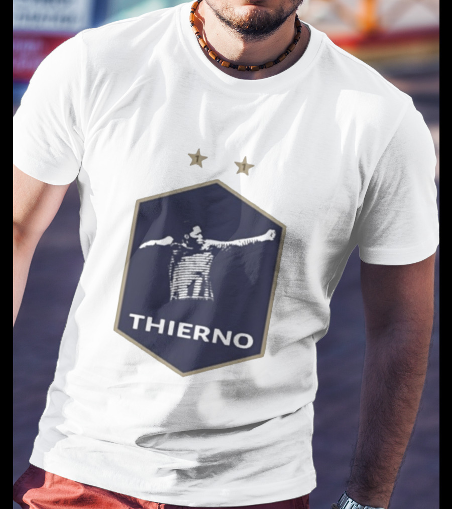 Thierno Barry Blue Hexagonal Emblem Soccer Celebration Stars T-Shirt