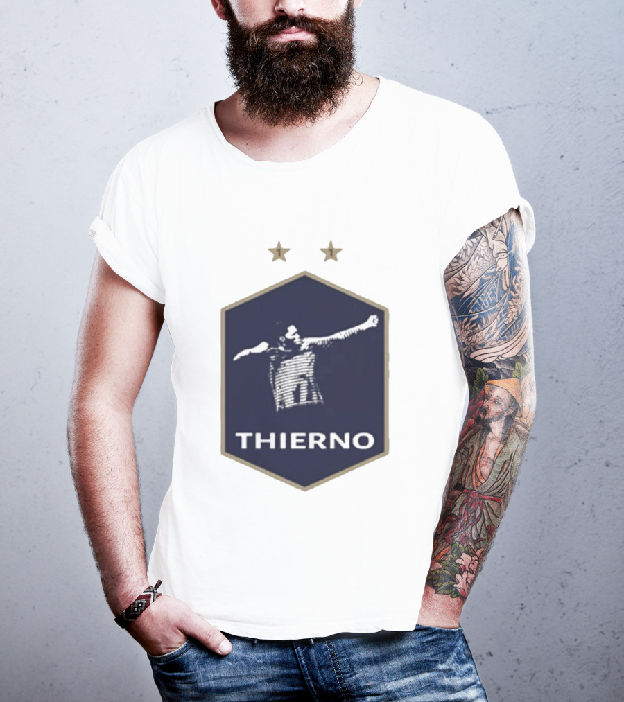 Thierno Barry Blue Hexagonal Emblem Soccer Celebration Stars T-Shirt
