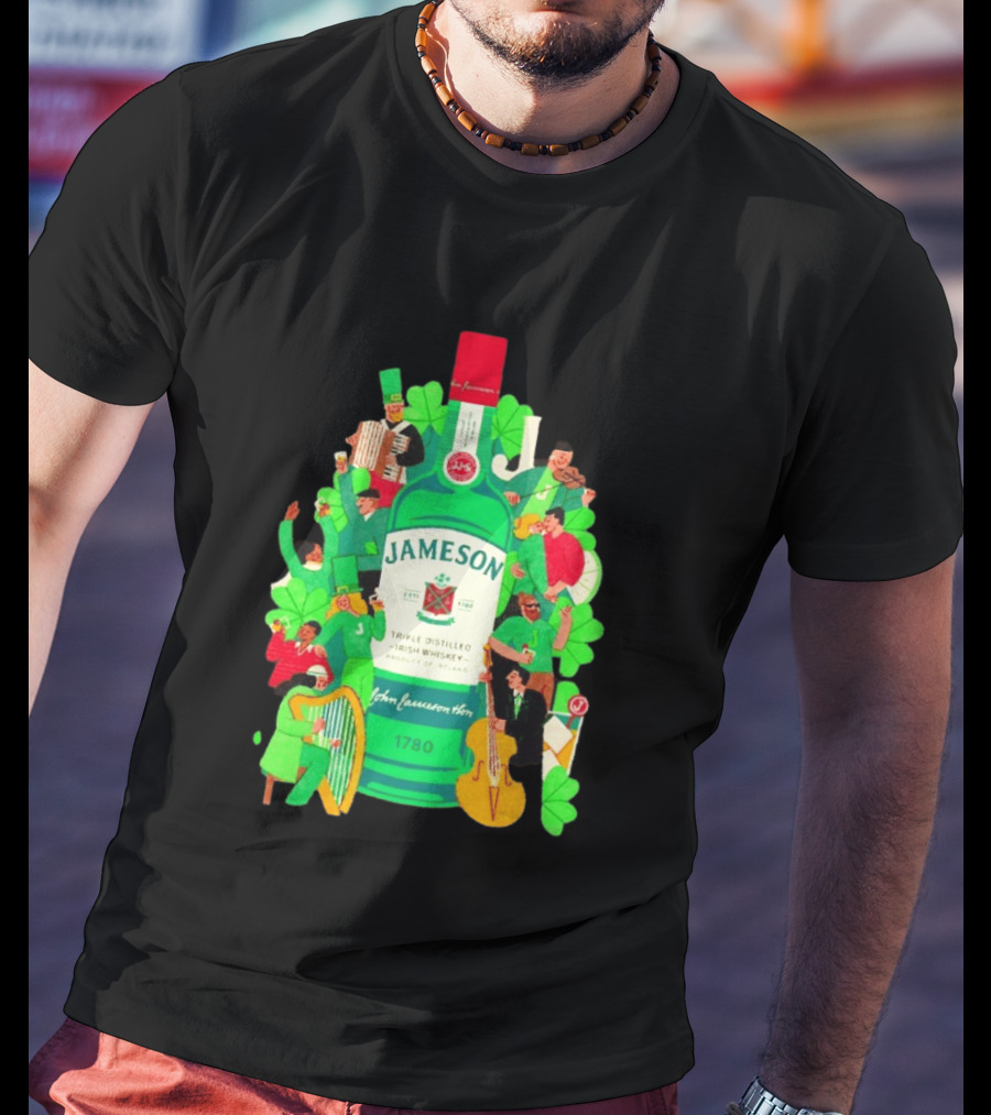 Jameson Triple Distilled Irish Whiskey 1780 St. Patrick's Day Celebration Bottle T-Shirt