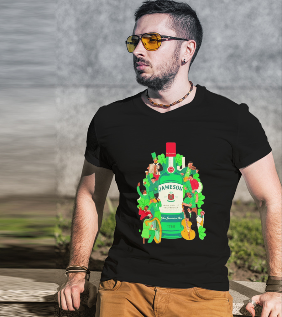 Jameson Triple Distilled Irish Whiskey 1780 St. Patrick's Day Celebration Bottle T-Shirt