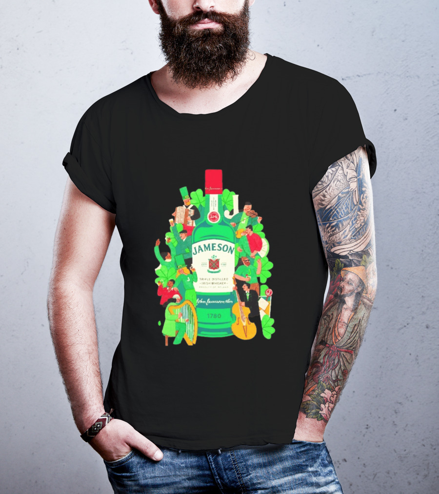Jameson Triple Distilled Irish Whiskey 1780 St. Patrick's Day Celebration Bottle T-Shirt