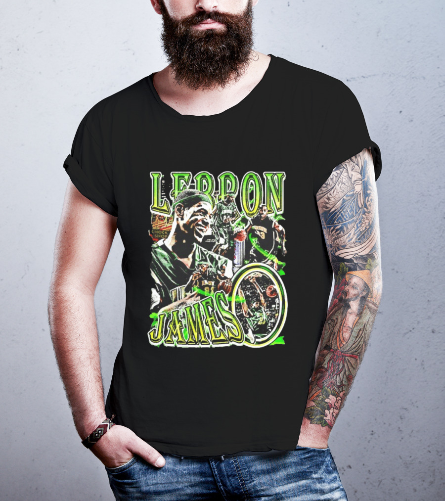 LeBron James Irish St. Patrick's Day Green Collage Basketball T-Shirt
