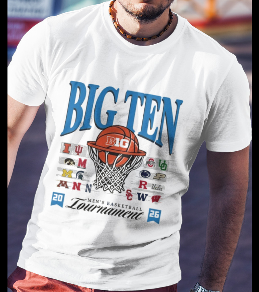 2026 Big Ten Men's Basketball Tournament Indiana Michigan Purdue Team Logos T-Shirt