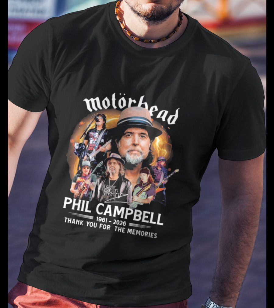 Motörhead Phil Campbell 1961 2026 Thank You For The Memories Music T-Shirt
