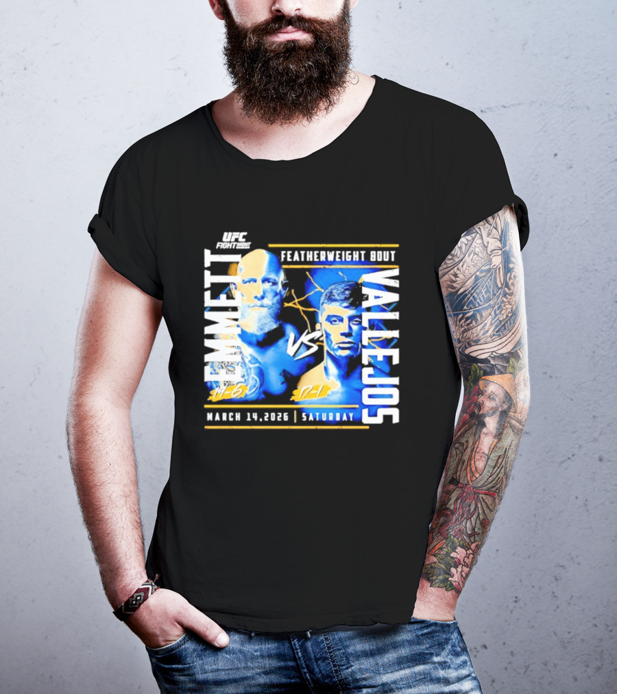 UFC Fight Night 2026 Featherweight Bout Emmett Vs Vallejos March 14 Saturday T-Shirt