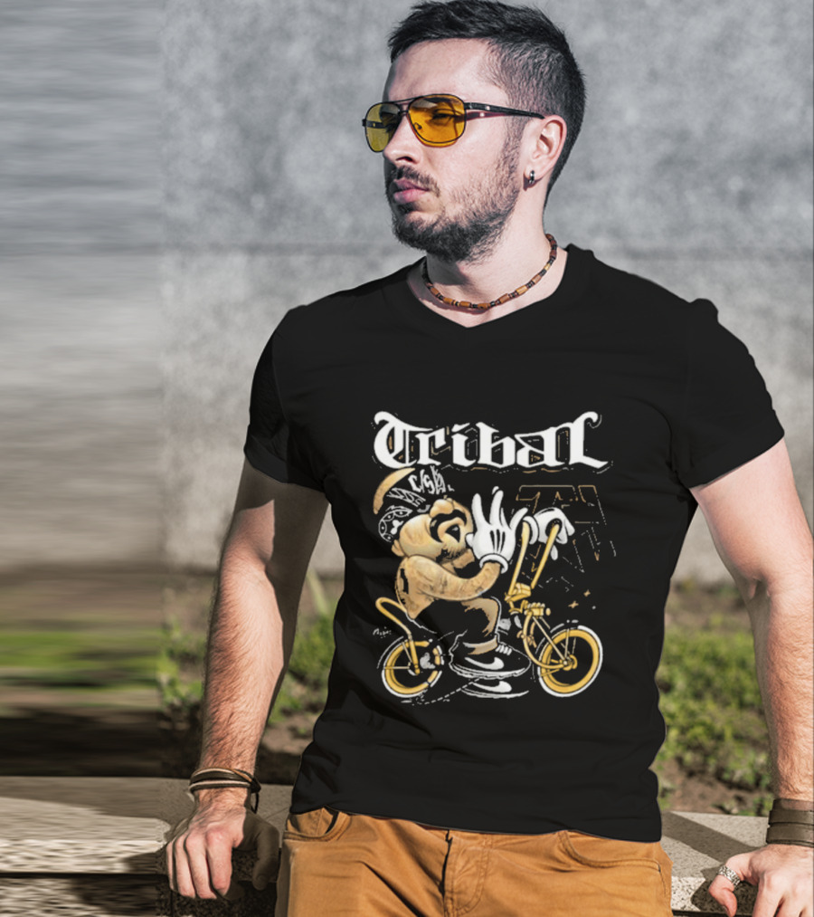 Tribal Origi Bike Character Riding Streetwear T-Shirt