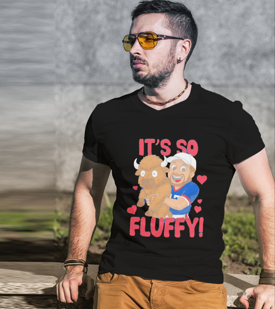 It's So Fluffy Josh Allen Buffalo Bills Cartoon Hearts T-Shirt