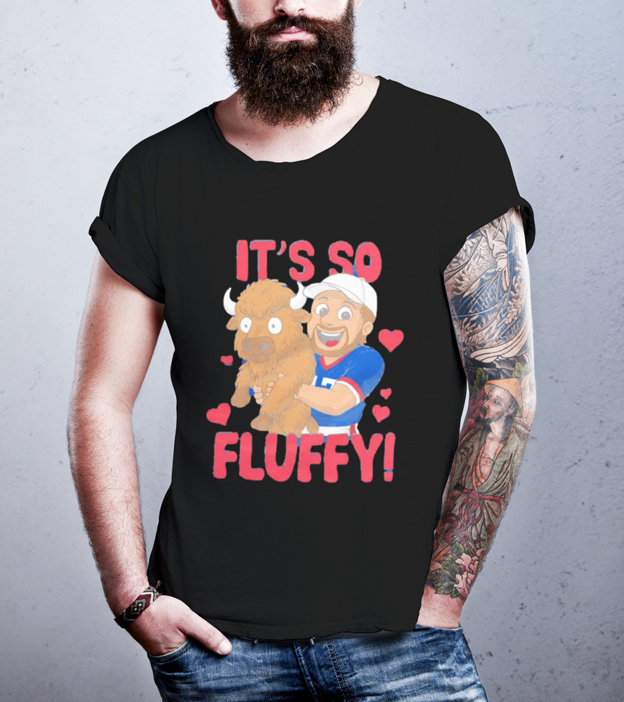 It's So Fluffy Josh Allen Buffalo Bills Cartoon Hearts T-Shirt