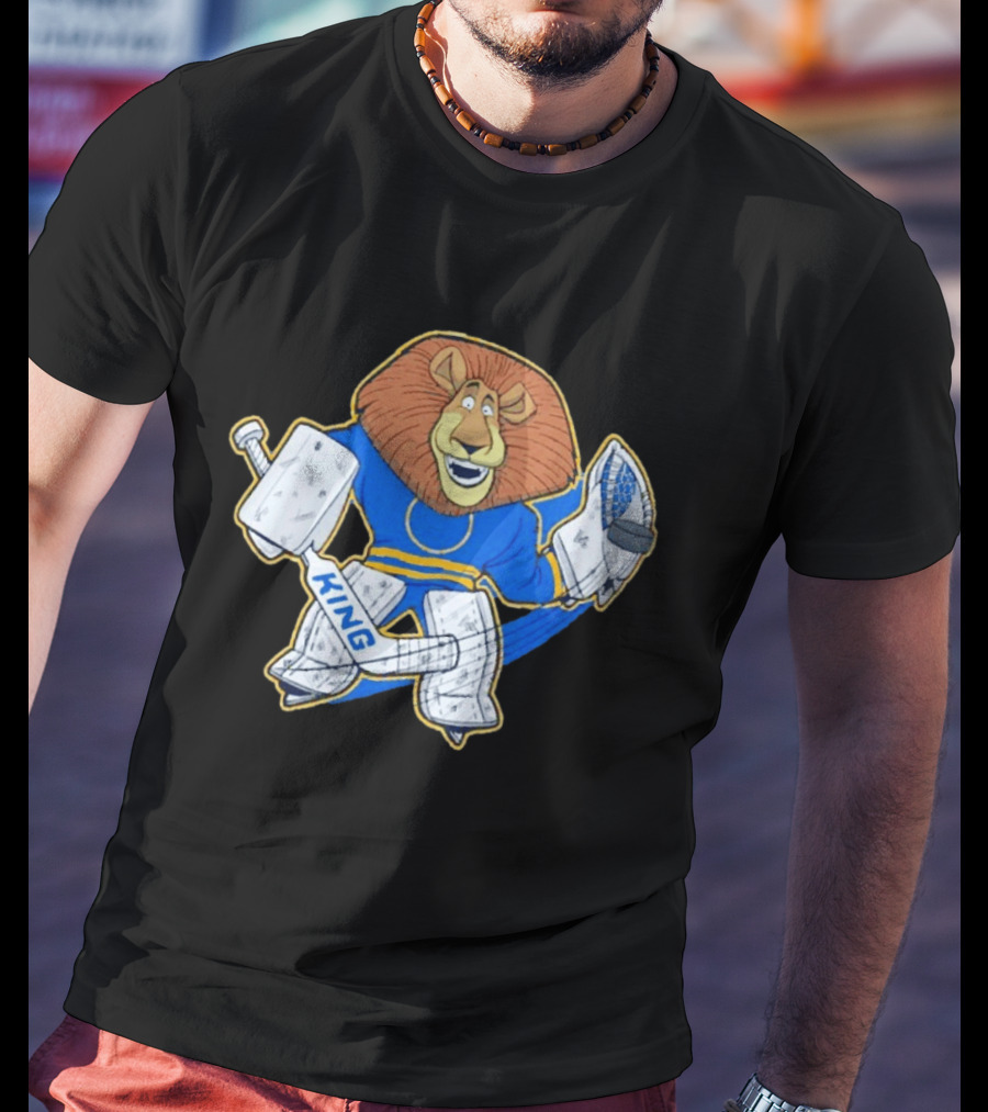 King Of The Crease Sabres Hockey Goalie Lion T-Shirt