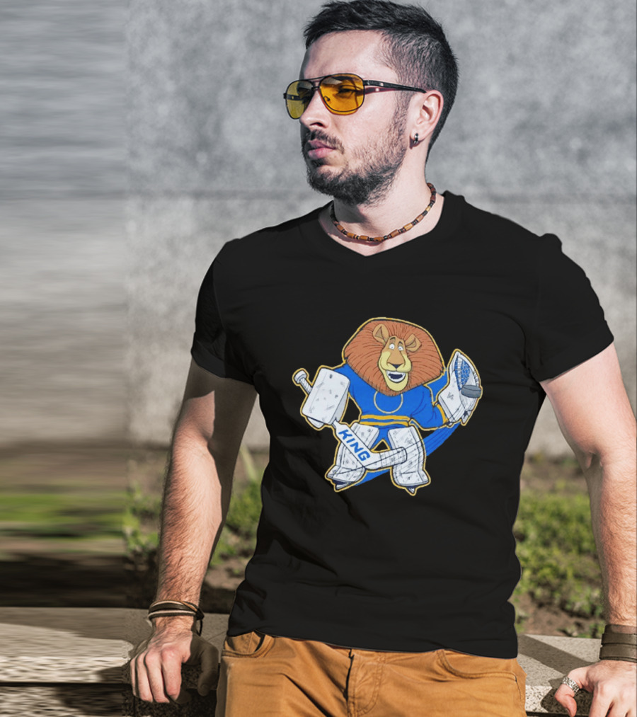 King Of The Crease Sabres Hockey Goalie Lion T-Shirt
