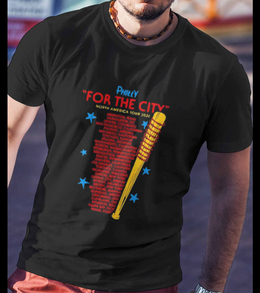 Philly For The City North America Tour 2026 Baseball Bat And Stars T-Shirt