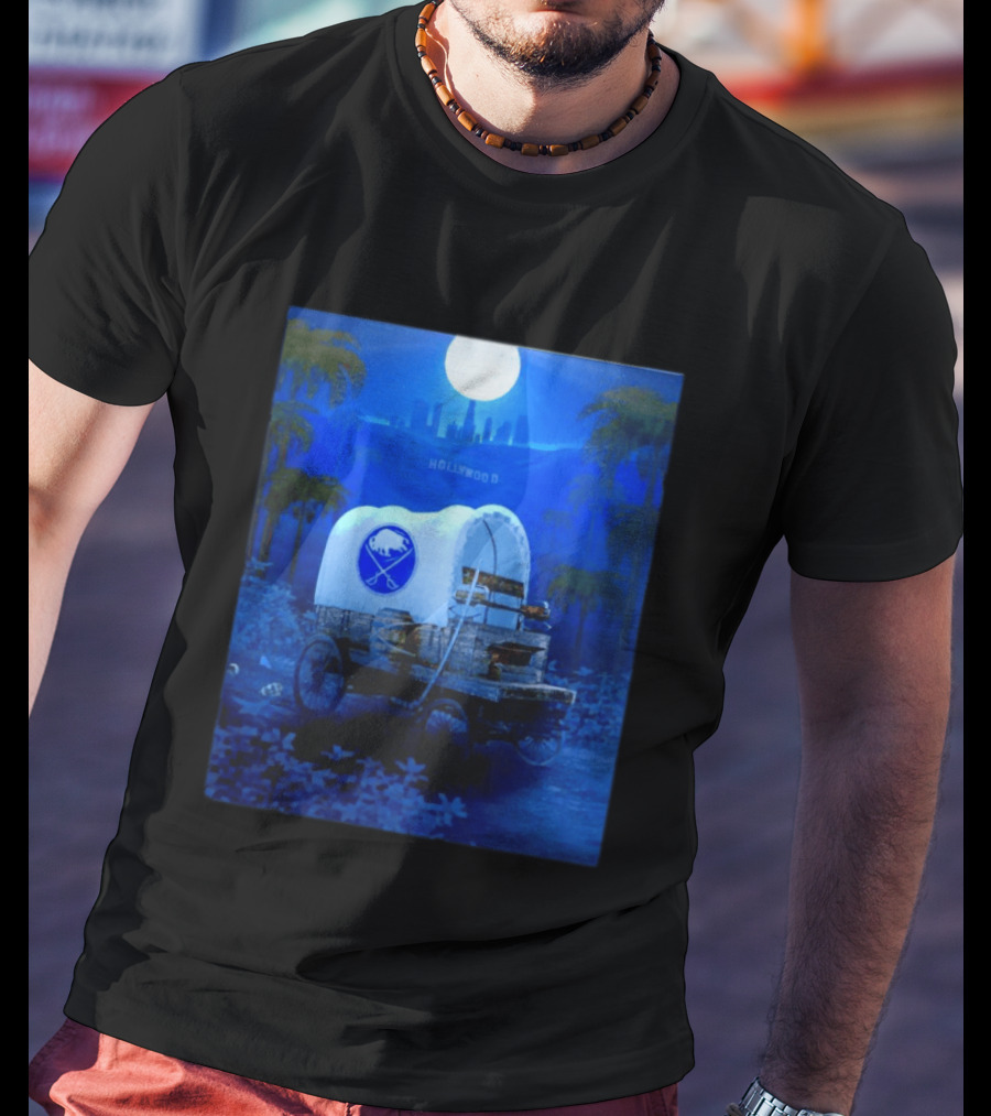 Buffalo Sabres Covered Wagon Hollywood Full Moon Scene T-Shirt