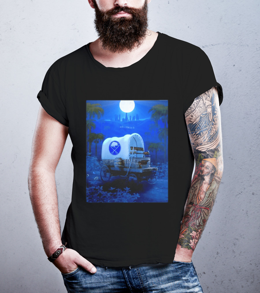 Buffalo Sabres Covered Wagon Hollywood Full Moon Scene T-Shirt