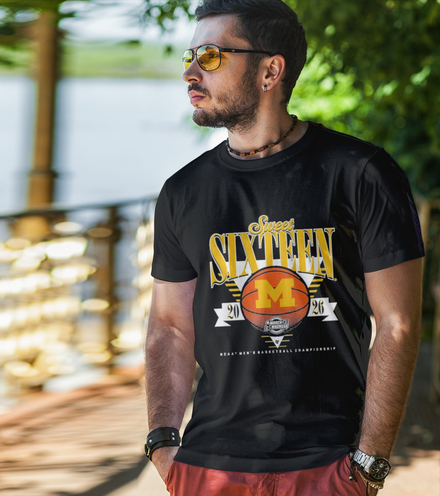 Michigan Wolverines Sweet Sixteen NCAA Men's Basketball Championship 2026 T-Shirt