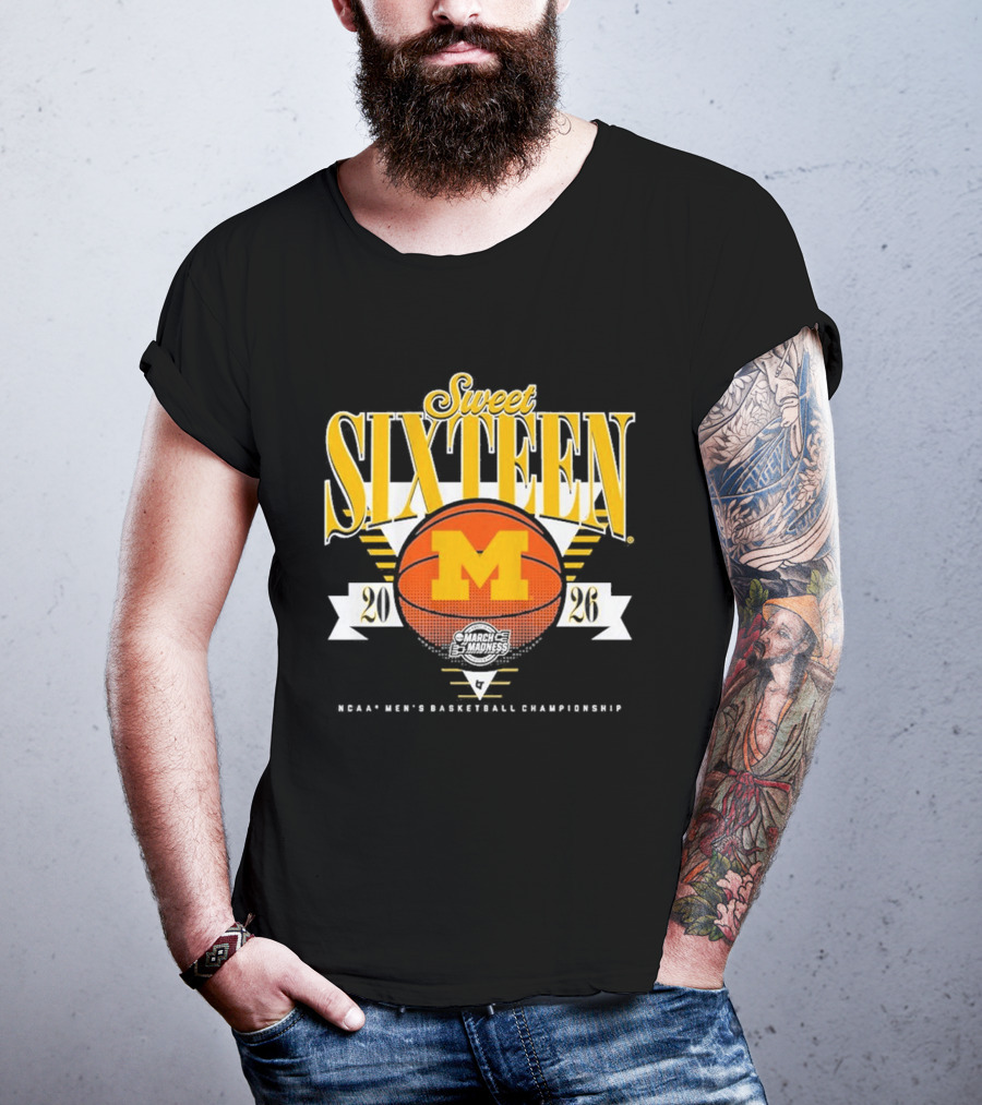 Michigan Wolverines Sweet Sixteen NCAA Men's Basketball Championship 2026 T-Shirt