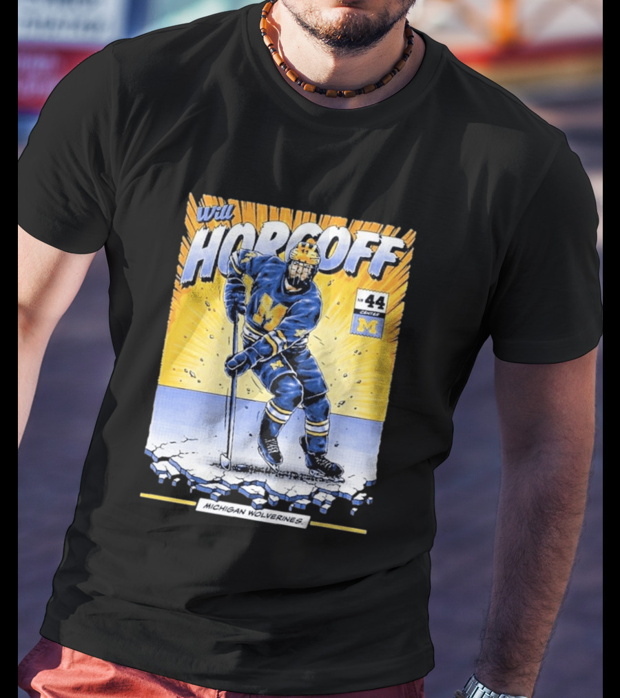 Michigan Wolverines Will Horcoff 44 Center Hockey Comic T-Shirt