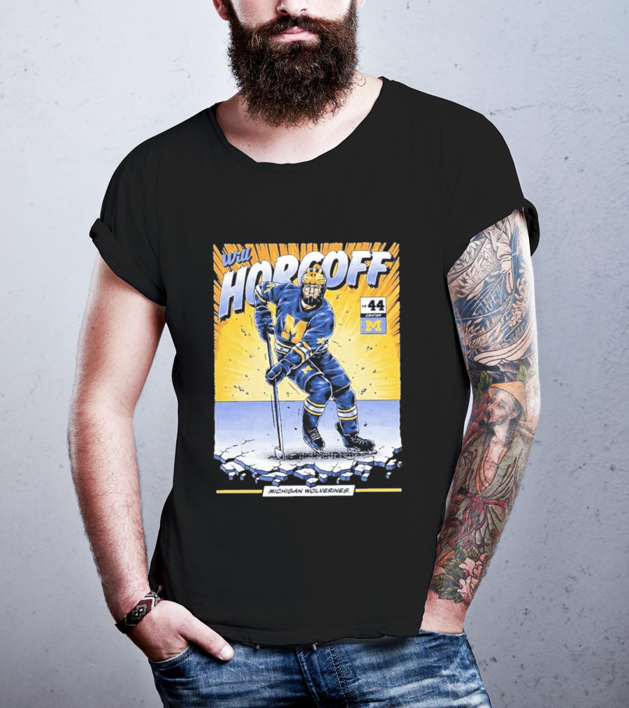 Michigan Wolverines Will Horcoff 44 Center Hockey Comic T-Shirt