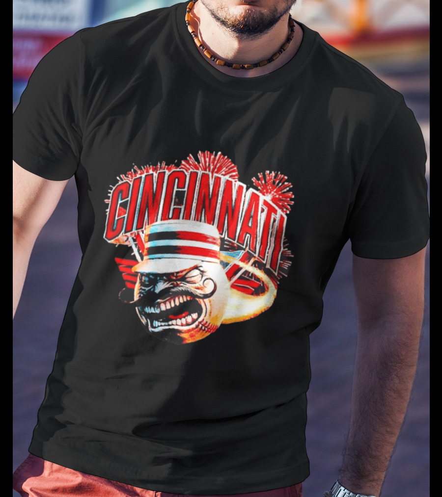 Cincinnati Reds Queen City Heat 2026 Opening Day Fireworks Display T-Shirt