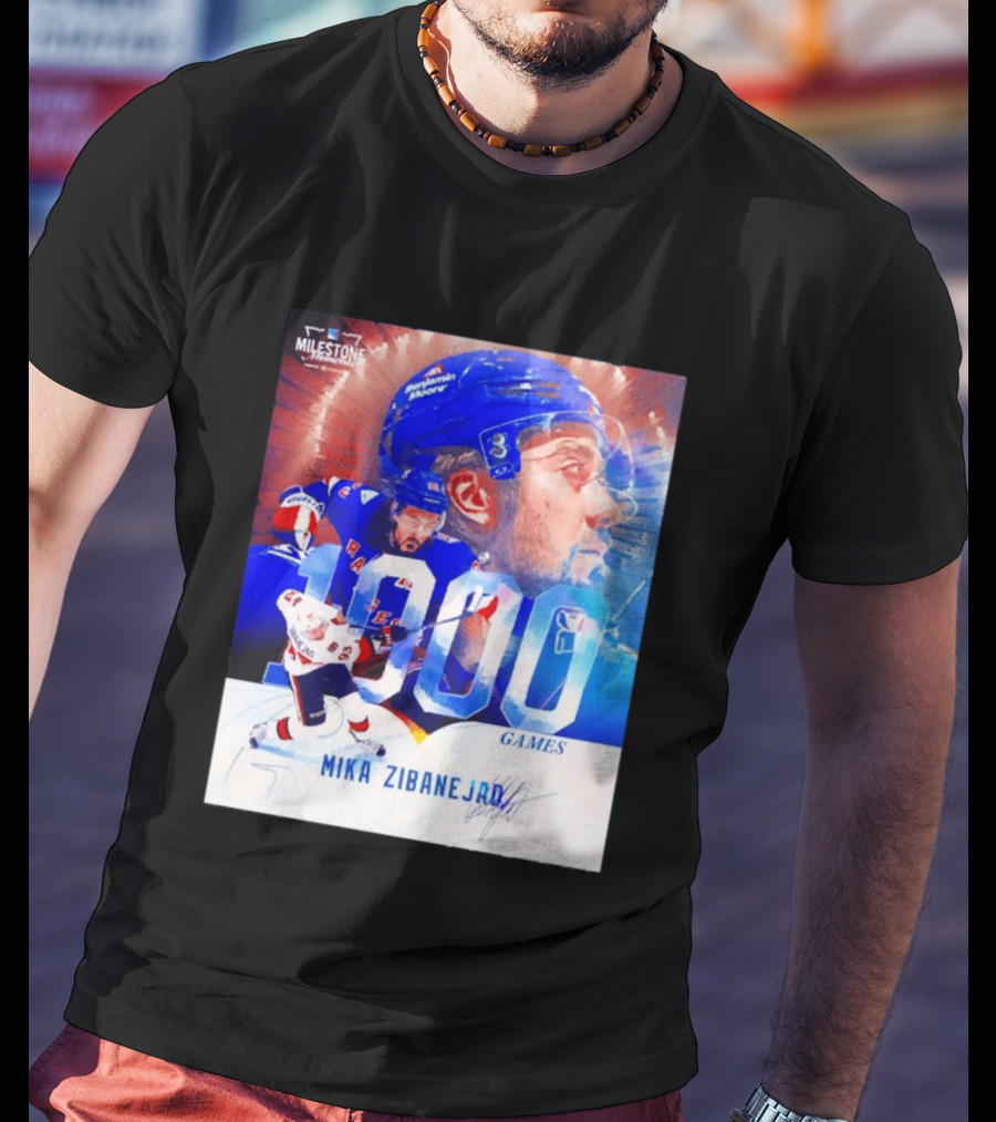 Mika Zibanejad New York Rangers 1000 Games Milestone NHL Career Celebration T-Shirt
