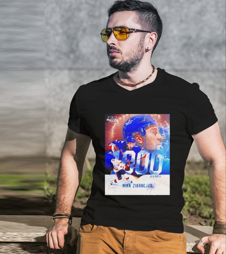 Mika Zibanejad New York Rangers 1000 Games Milestone NHL Career Celebration T-Shirt
