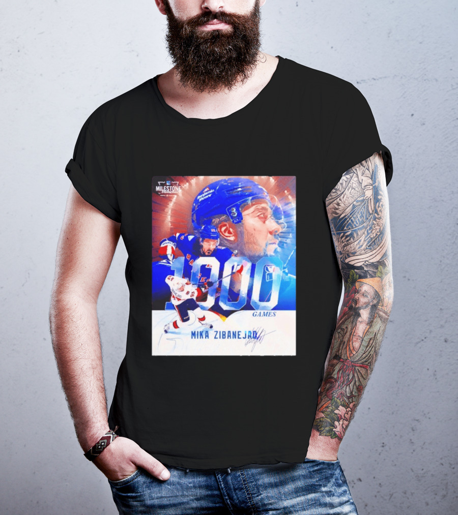 Mika Zibanejad New York Rangers 1000 Games Milestone NHL Career Celebration T-Shirt