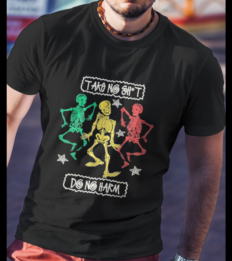 Mn+la Take No Shit Do No Harm Skeleton Trio With Stars T-Shirt