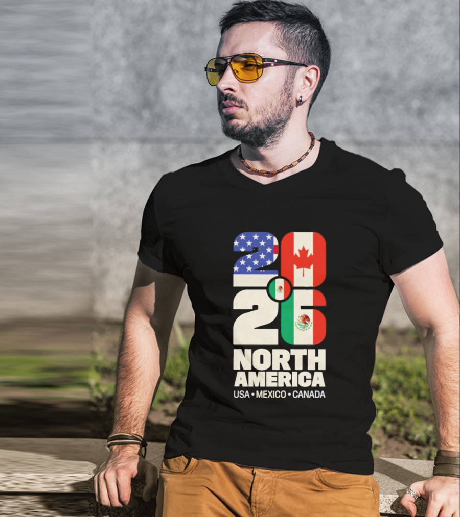 FIFA World Cup 2026 North America USA Mexico Canada Flags T-Shirt