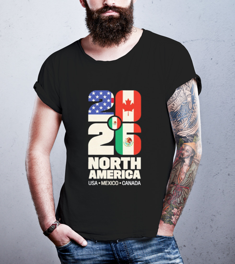 FIFA World Cup 2026 North America USA Mexico Canada Flags T-Shirt