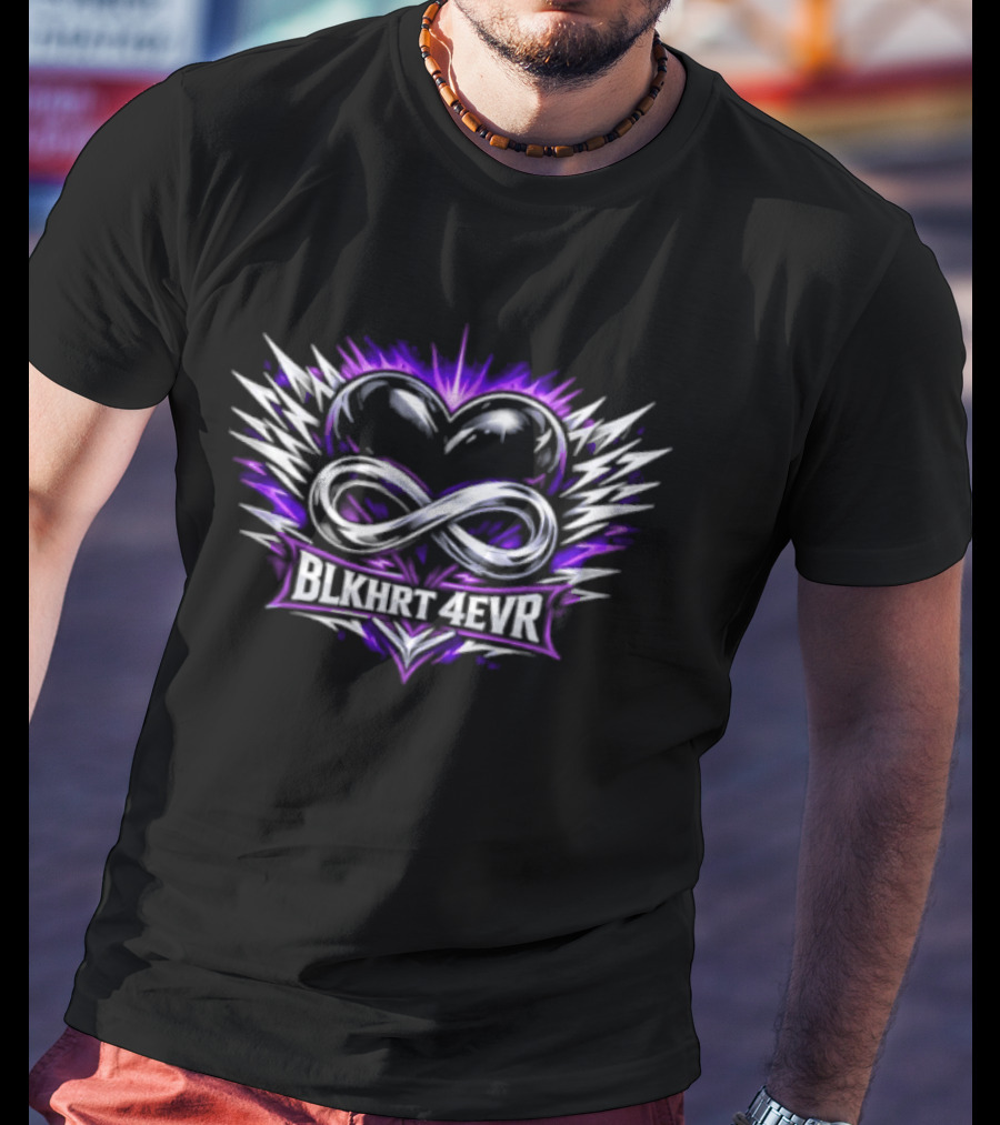 Nikki Blackheart Blkhrt 4ever Infinity Heart Purple Energy Burst T-Shirt