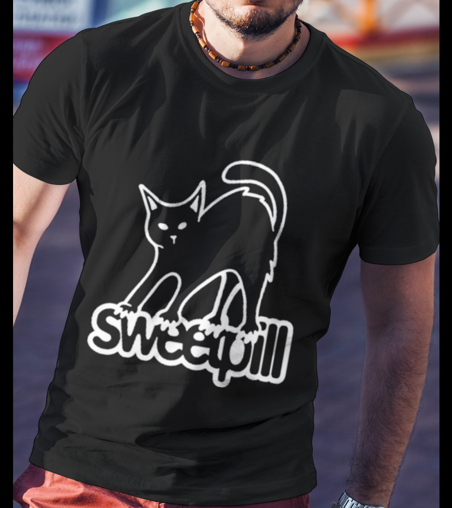 Sweet Pill Stretching Kitty Graphic Cat T-Shirt