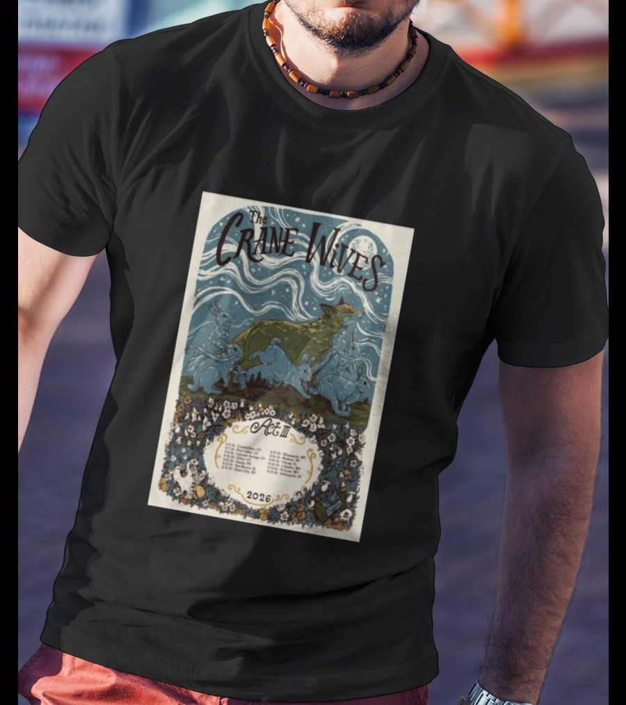 The Crane Wives Act III Concert Tour August 2026 Moonlit Forest Animals T-Shirt