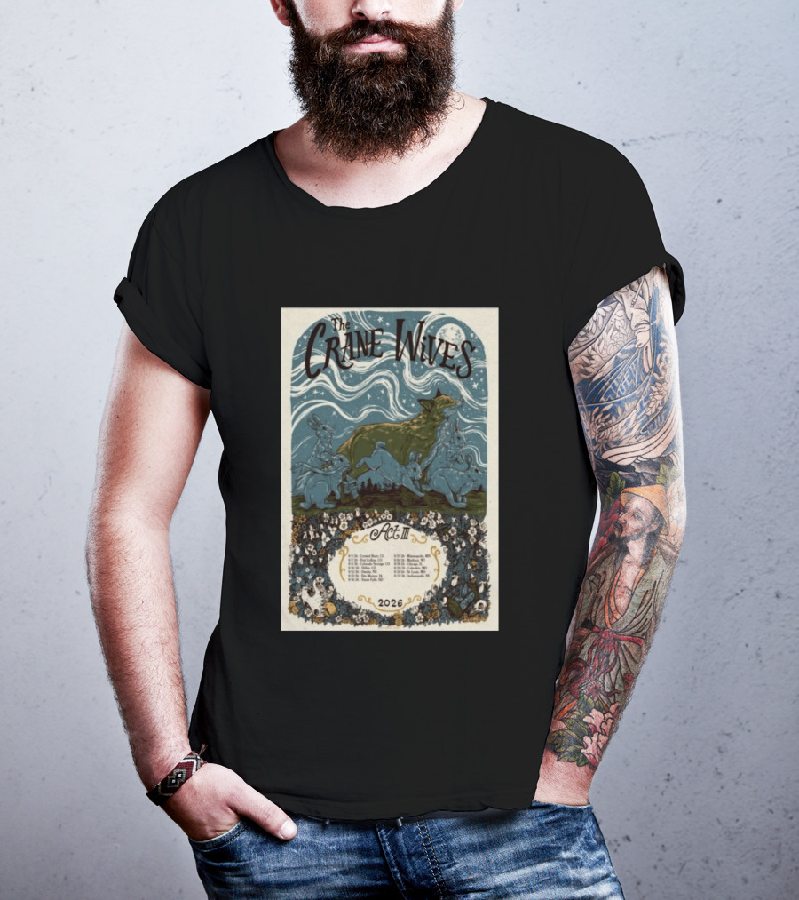 The Crane Wives Act III Concert Tour August 2026 Moonlit Forest Animals T-Shirt