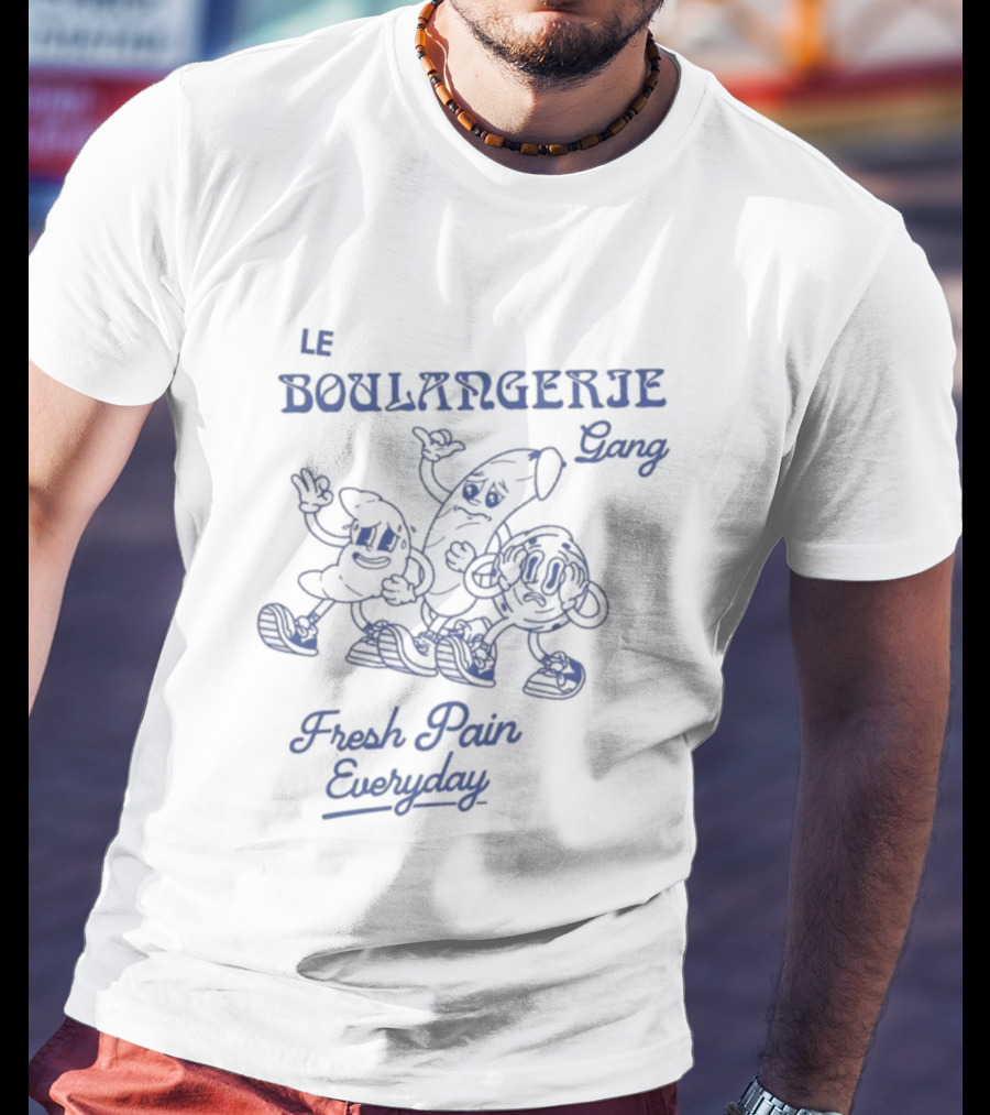 Le Boulangerie Gang Fresh Pain Everyday Cartoon Characters T-Shirt