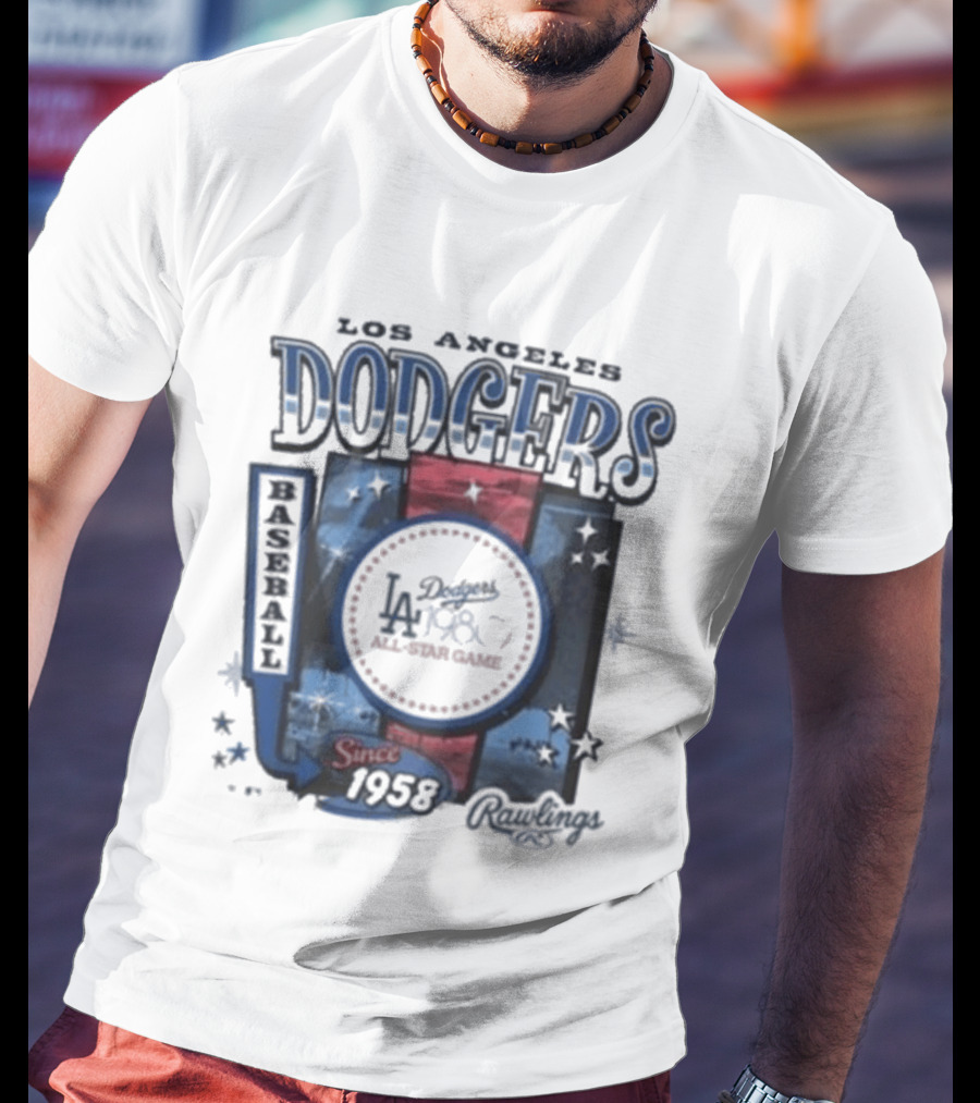Los Angeles Dodgers Baseball Since 1958 Cooperstown Rawlings 47 T-Shirt