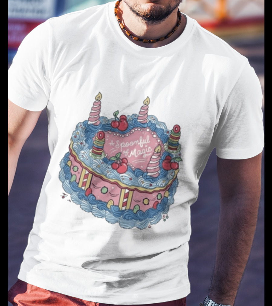 The Lost Bros A Spoonful Of Magic Birthday Cake Candles Cherries T-Shirt