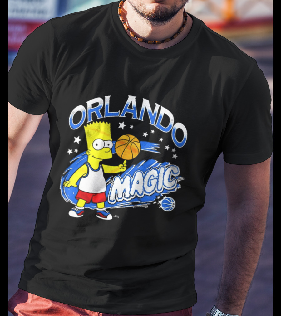 Bart Simpsons Orlando Magic NBA Basketball Cartoon T-Shirt