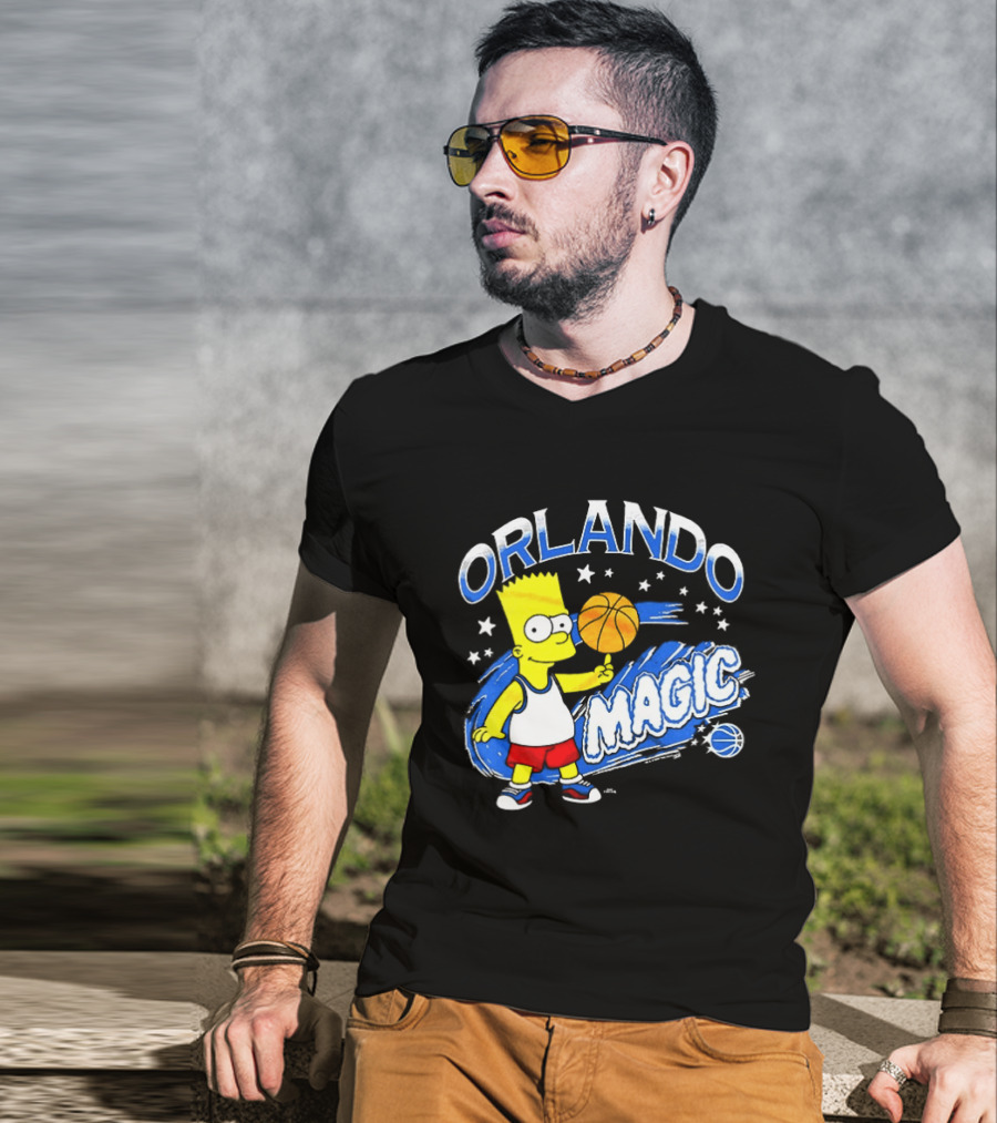 Bart Simpsons Orlando Magic NBA Basketball Cartoon T-Shirt