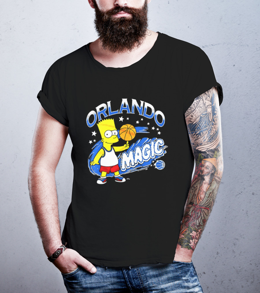 Bart Simpsons Orlando Magic NBA Basketball Cartoon T-Shirt